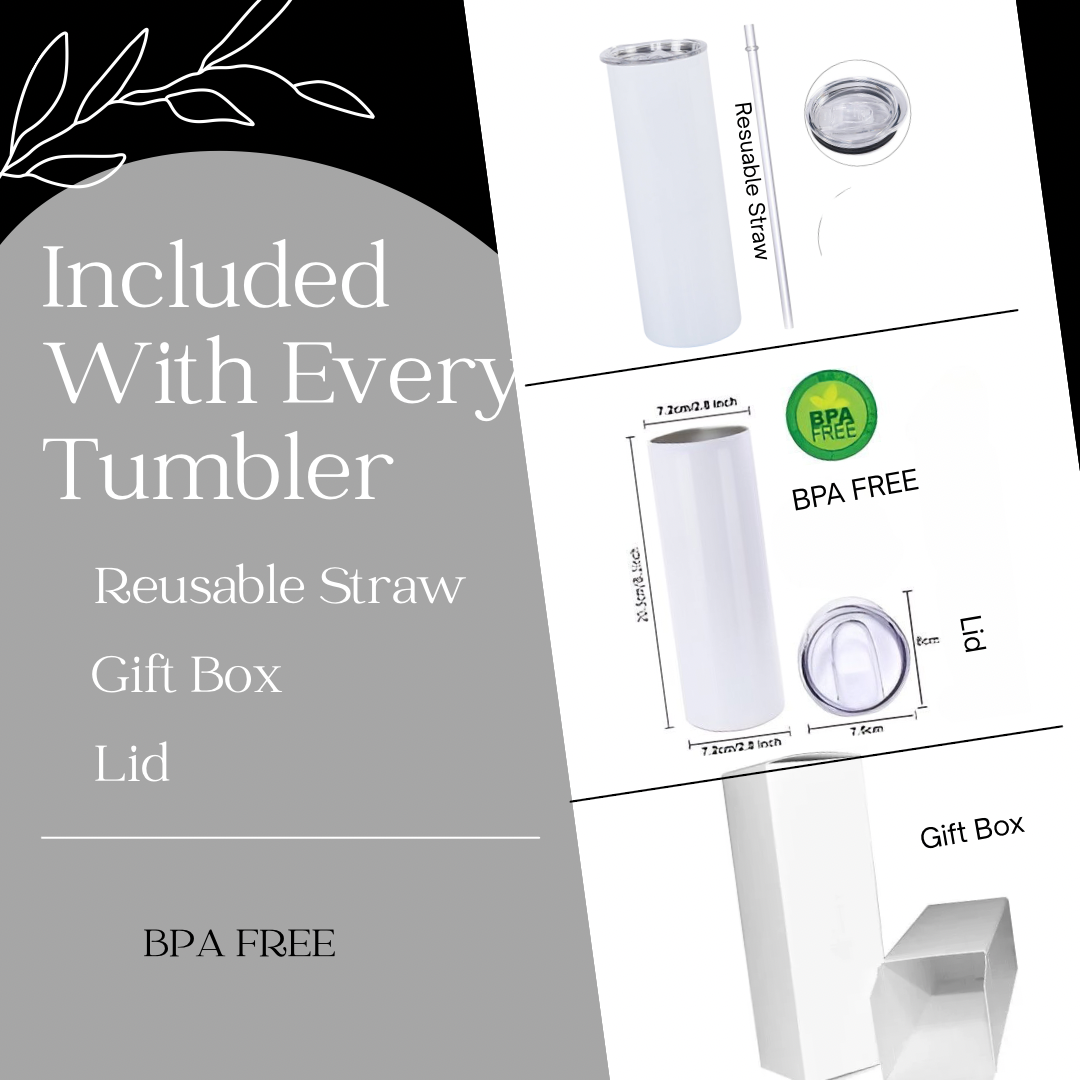 Silver Denim Luxe Skinny 20oz Stainless Steel Tumbler- with Matching Lid - Luxe Bundle
